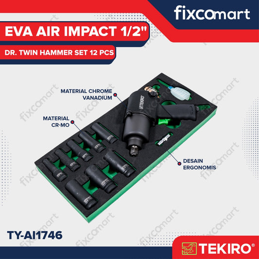 TEKIRO Eva Air Impact 1/2" DR. TWIN HAMMER SET 12 PCS
