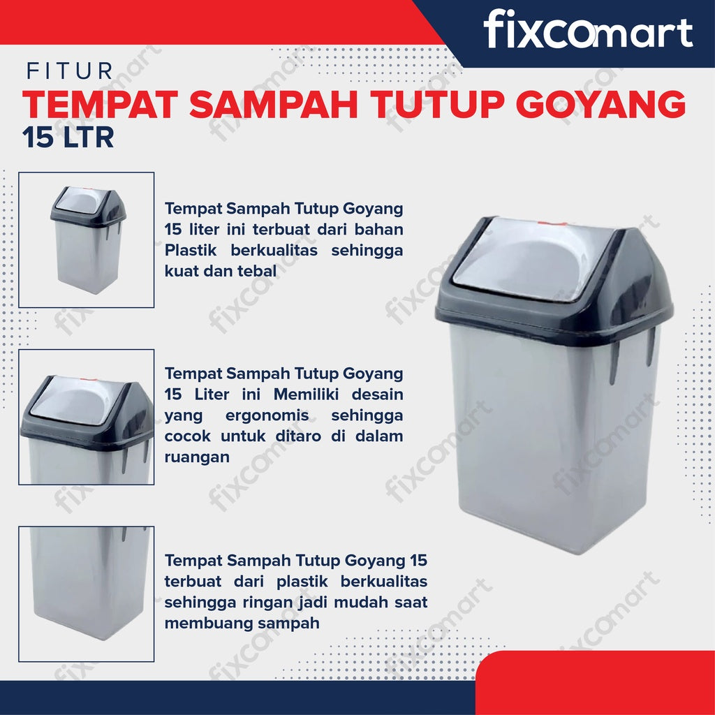 Tempat Sampah Tutup Goyang 15 Ltr