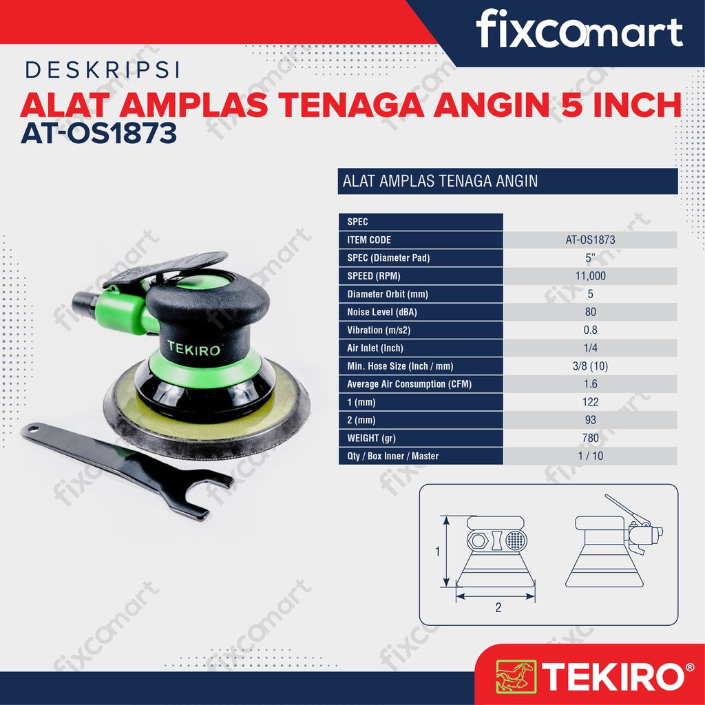 TEKIRO Air Sander 5" - Amplas Tenaga Angin