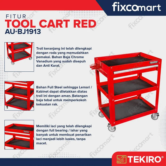 TEKIRO Red Tool Cart (Merah) FIXCOMART