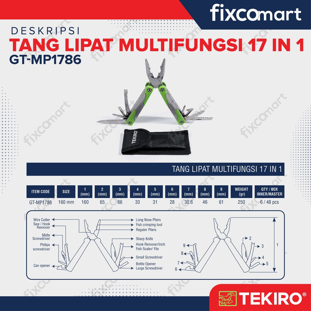 TEKIRO Tang Lipat Multifungsi 17 In 1