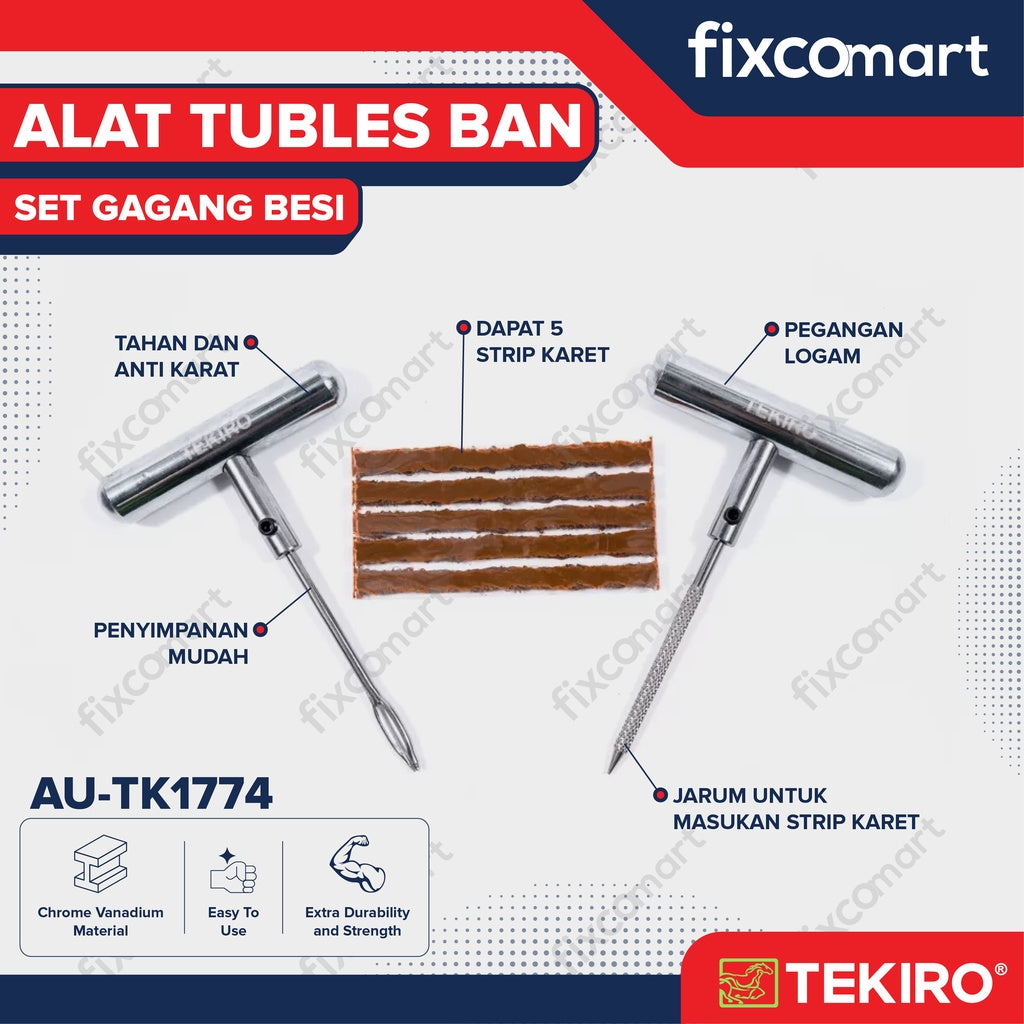 TEKIRO Alat Tubles Ban Set Gagang Besi
