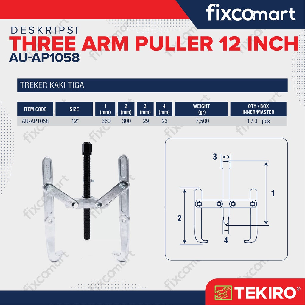 TEKIRO Three Arm Puller 12" - Treker 12"