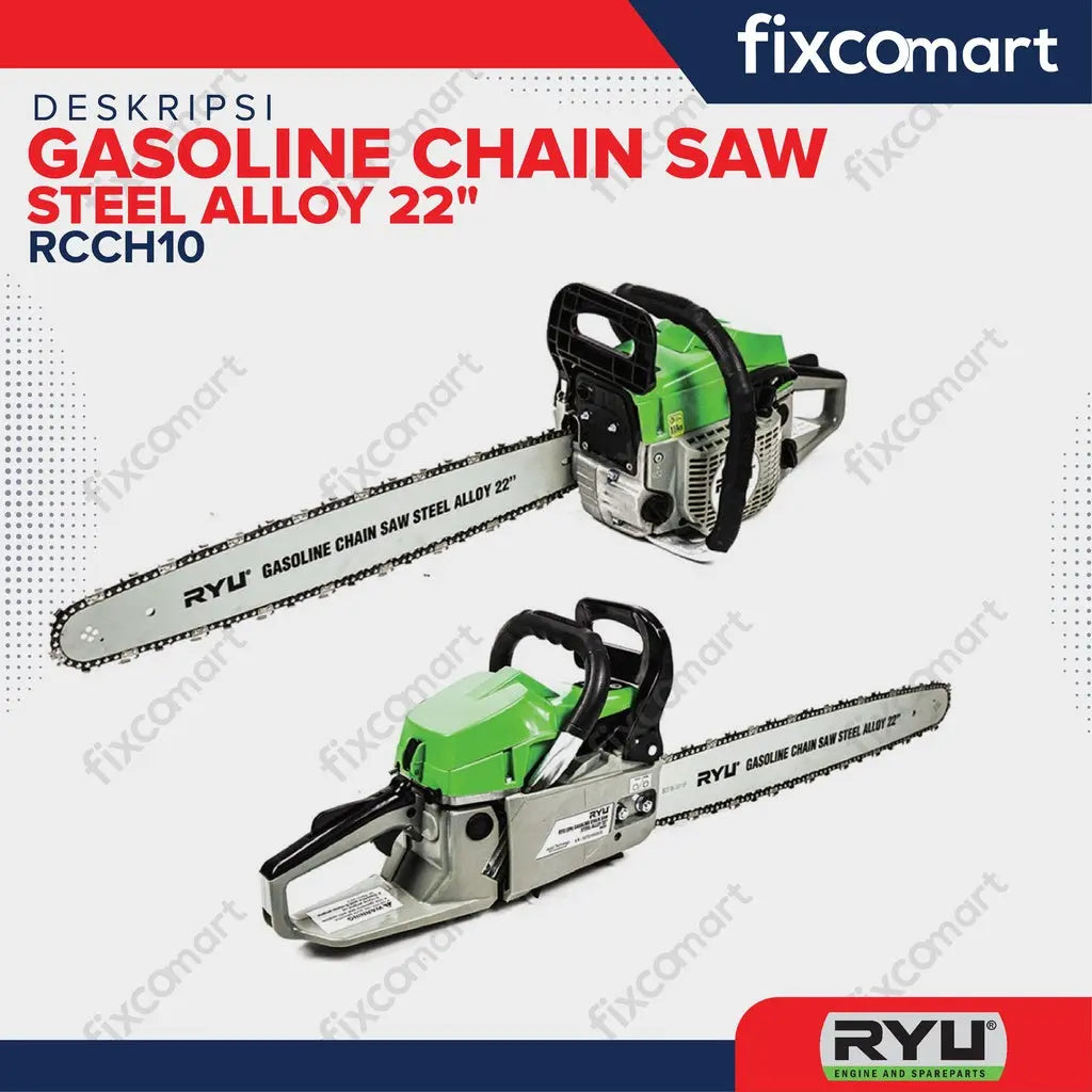 RYU Gasoline Chainsaw 22" - Gergaji Mesin 22" FIXCOMART