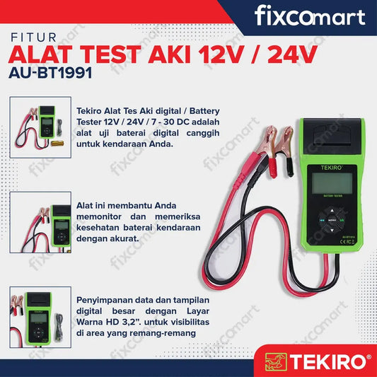 TEKIRO Alat test aki 12V / 24V FIXCOMART