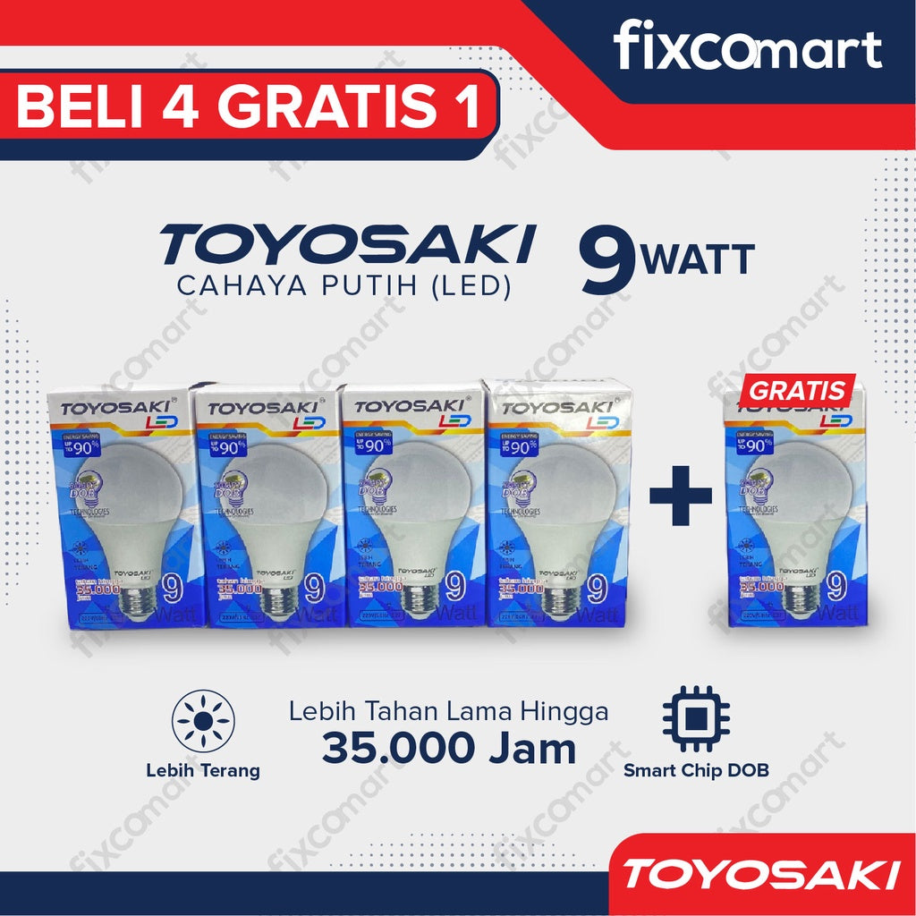 Lampu LED Bohlam Toyosaki 9W Paket Bundling GRATIS 1 Pcs 9 Watt