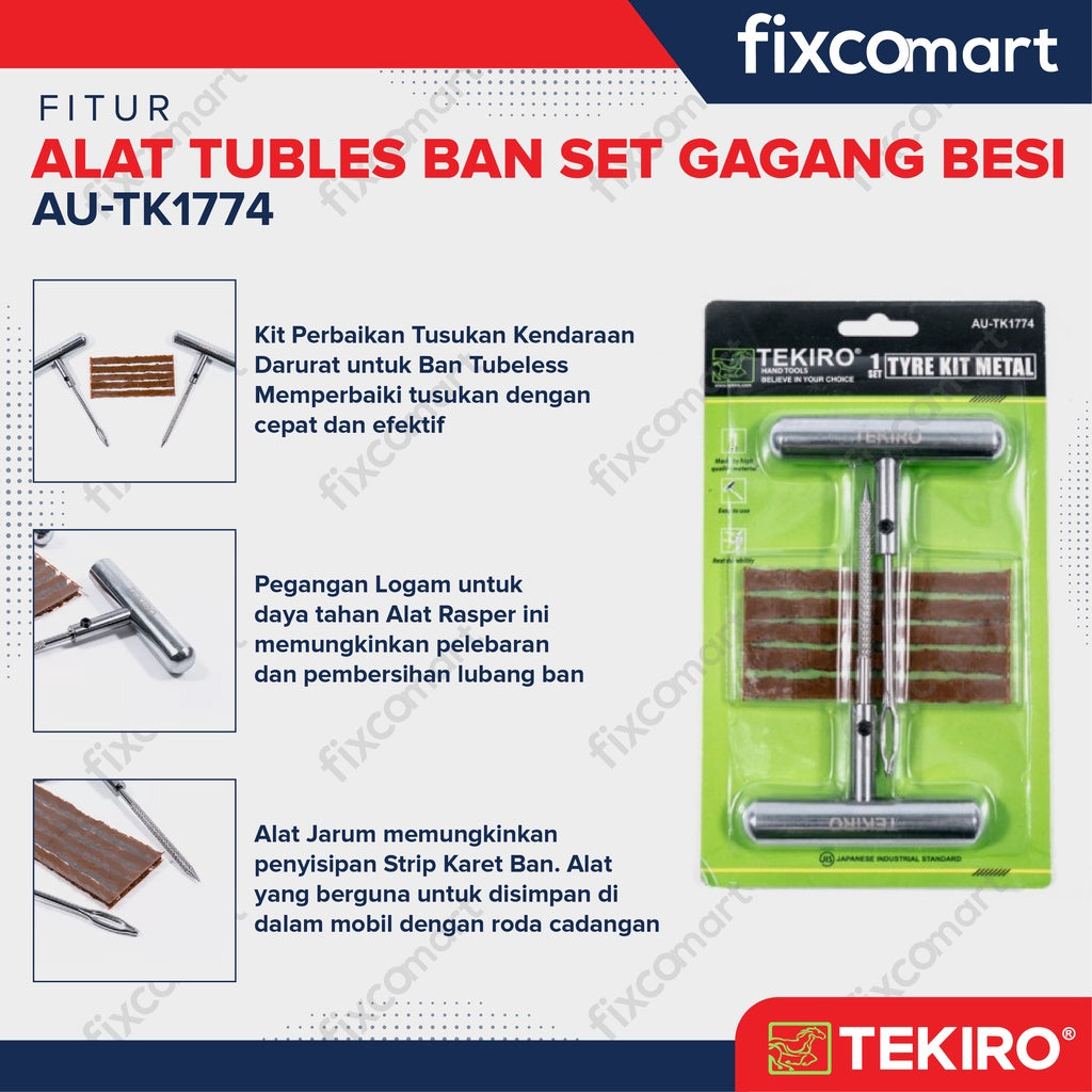 TEKIRO Alat Tubles Ban Set Gagang Besi