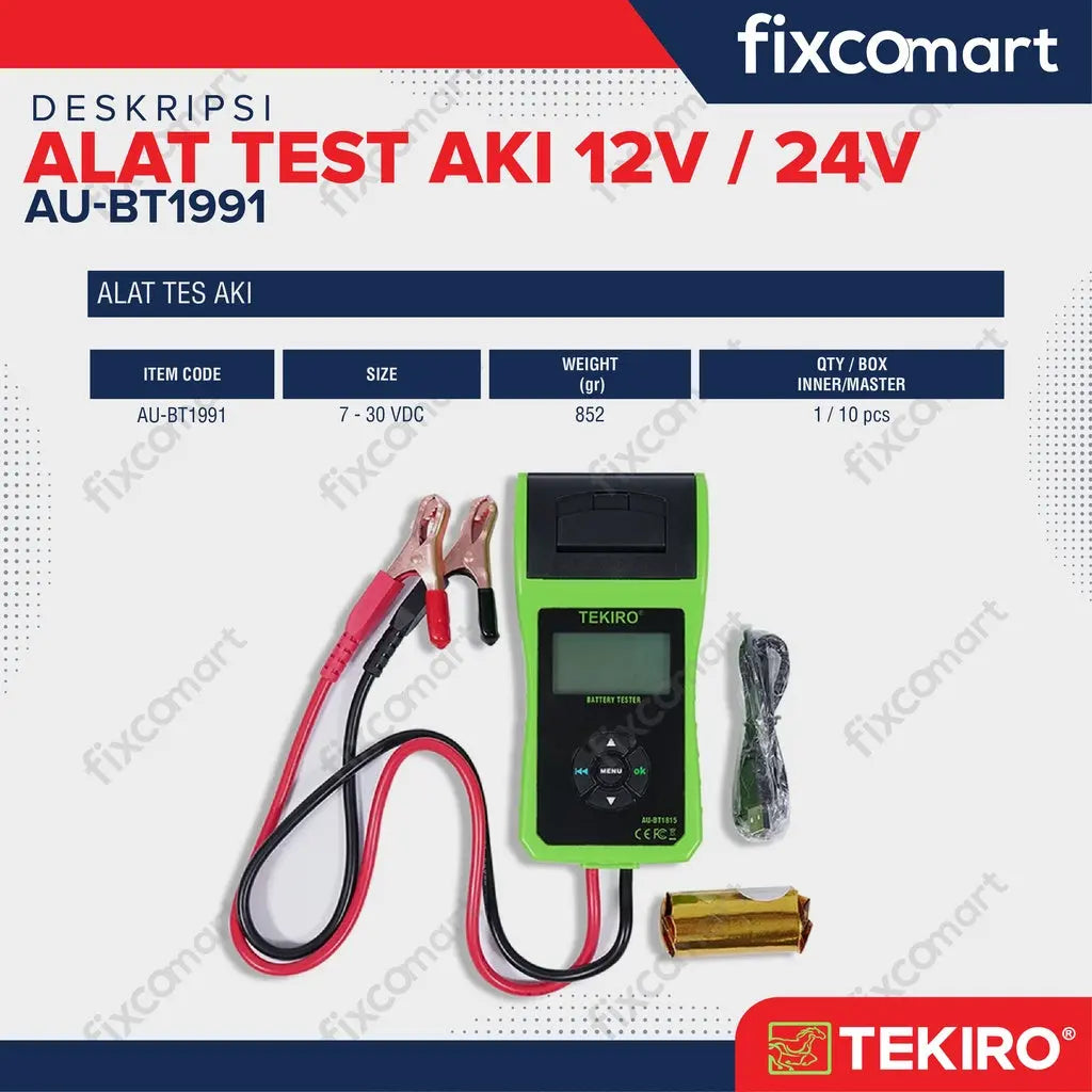 TEKIRO Alat test aki 12V / 24V FIXCOMART