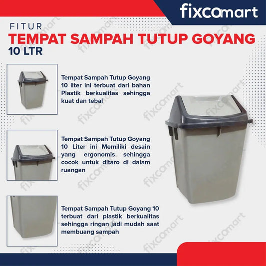 Tempat Sampah Tutup Goyang 10 Ltr FIXCOMART