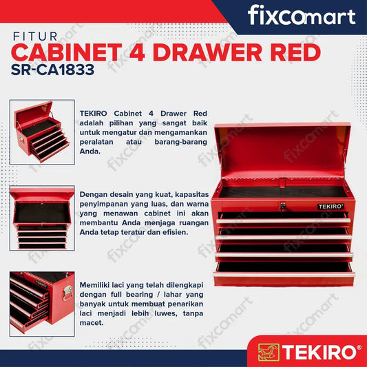 TEKIRO Cabinet Drawer Red - Merah FIXCOMART