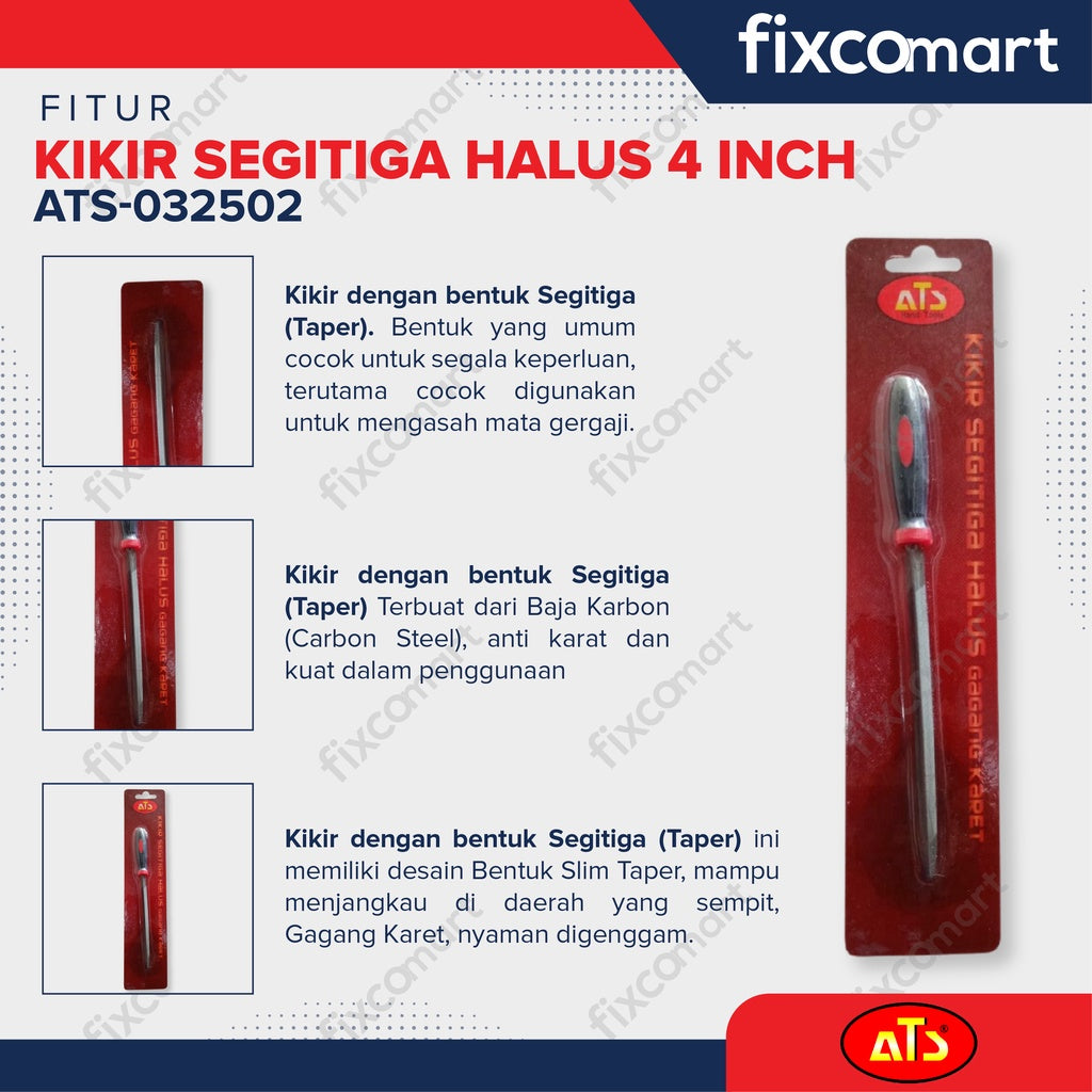 Kikir Segitiga Halus ATS 4 Inch