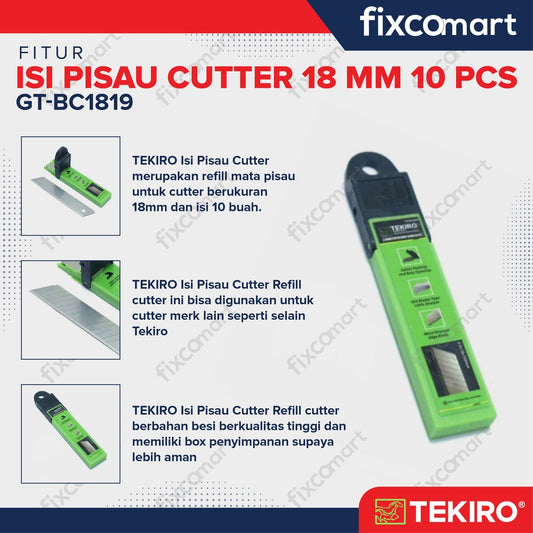 TEKIRO Isi Cutter 18 Mm 10 Pcs
