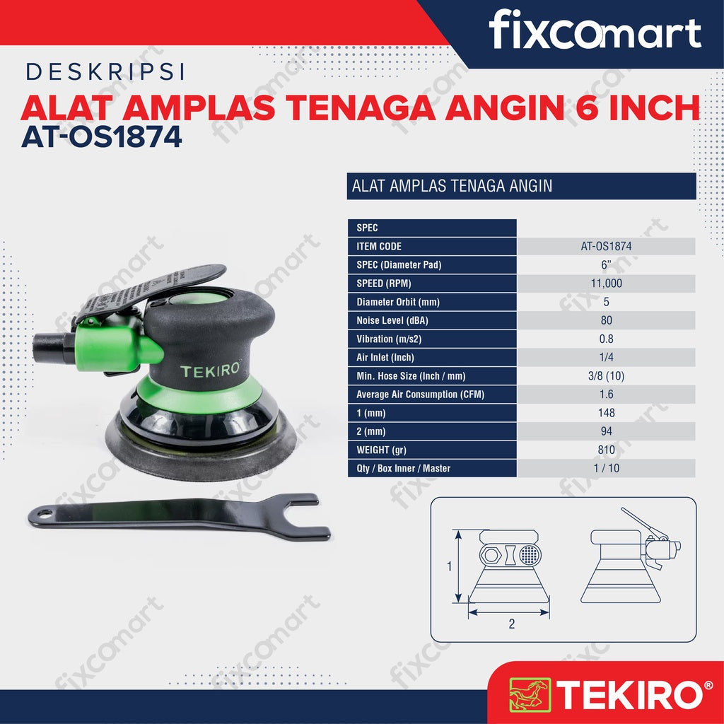 TEKIRO Air Sander 6" - Amplas Tenaga Angin