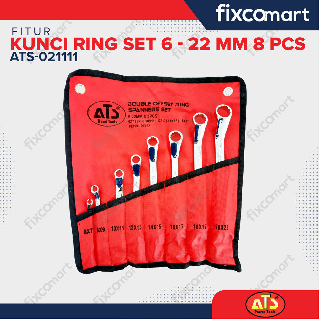 Kunci Ring Pas ATS SET 8 pcs ( 6-22mm)