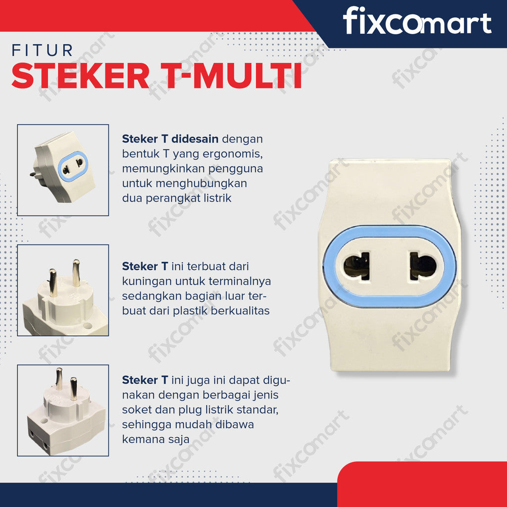 Colokan Steker T-Multi Cabang 3 Universal SNI