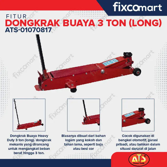 DONGKRAK BUAYA PANJANG ATS 3 TON - DONGKRAK MOBIL FIXCOMART