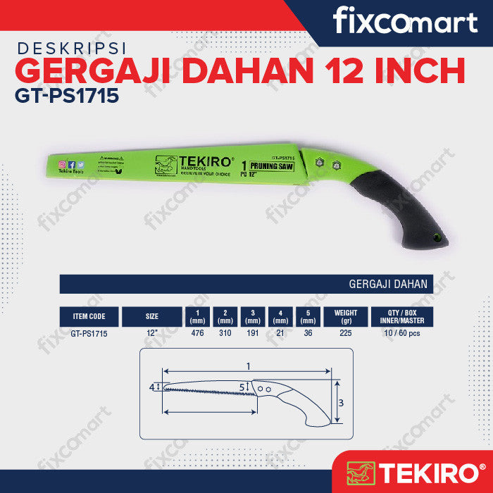 TEKIRO GERGAJI DAHAN 12 INCH - GERGAJI RANTING POHON