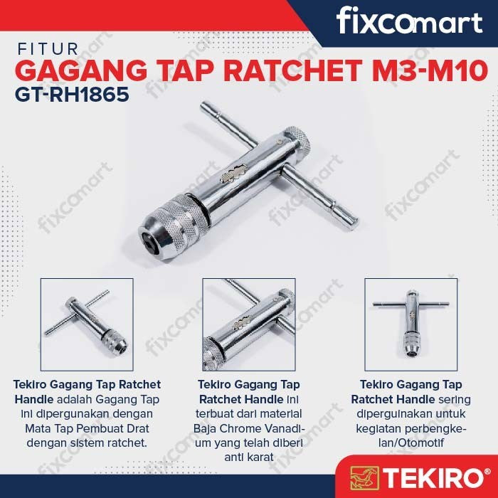 TEKIRO Handle Tap Ratchet M3-M10 - GAGANG TAP RATCHET M3-M10
