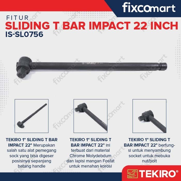 TEKIRO 1 INCH SLIDING BAR IMPACT 22 Inch - GAGANG SOCK T