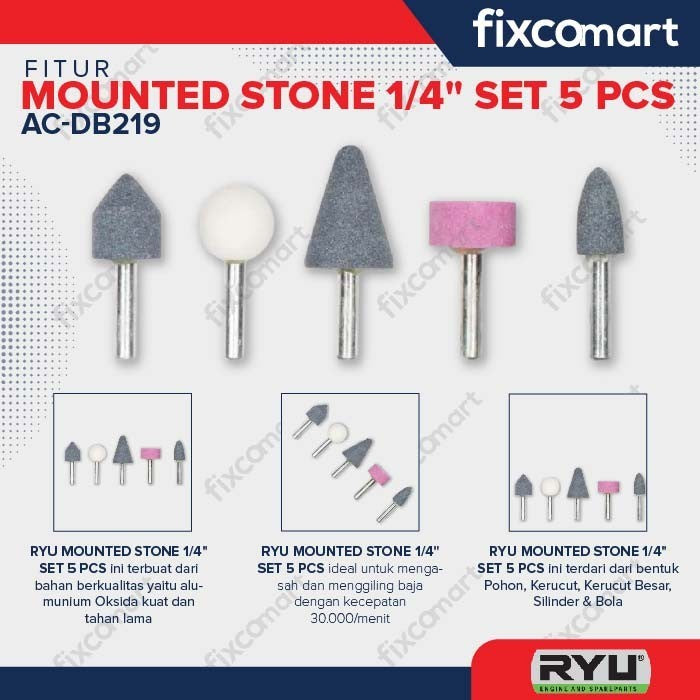 RYU MOUNTED STONE 1/4" SET 5 PCS - MATA TUNER