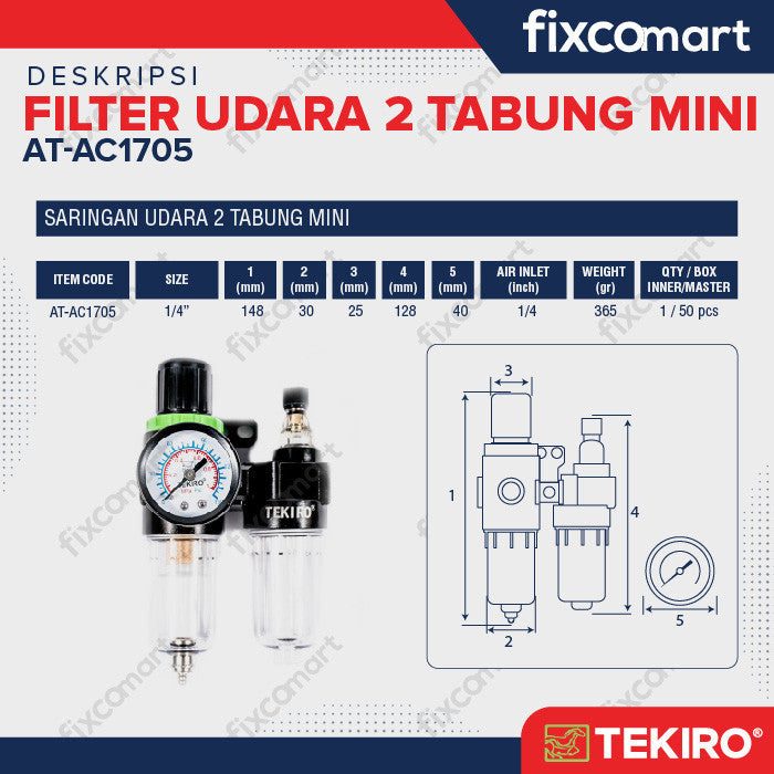 TEKIRO SARINGAN UDARA 2 TABUNG MINI / AIR CONTROL UNIT