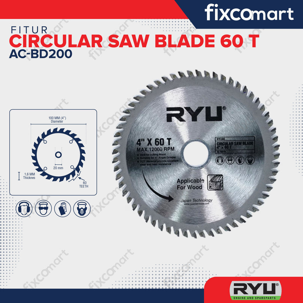 RYU MULTI CUTTER 4" X 60 T MATA POTONG KAYU PLASTIK ALUMINIUM