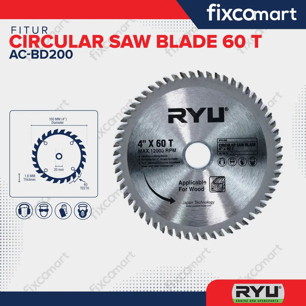 RYU MULTI CUTTER 4" X 60 T MATA POTONG KAYU PLASTIK ALUMINIUM FIXCOMART