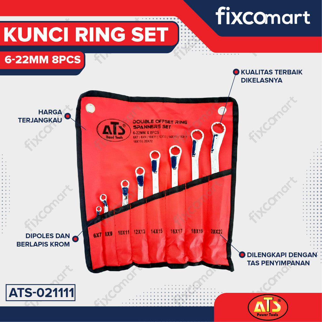 Kunci Ring Pas ATS SET 8 pcs ( 6-22mm)