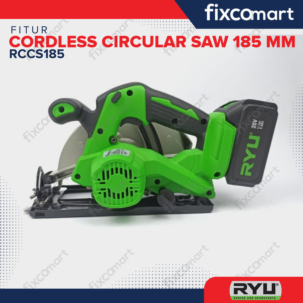 RYU CORDLESS CIRCULAR SAW 185 MM - Mesin Potong Sirkel ordless 20V 7 INCH