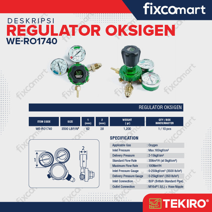 TEKIRO Regulator las oksigen - Welding Regulator Oxygen