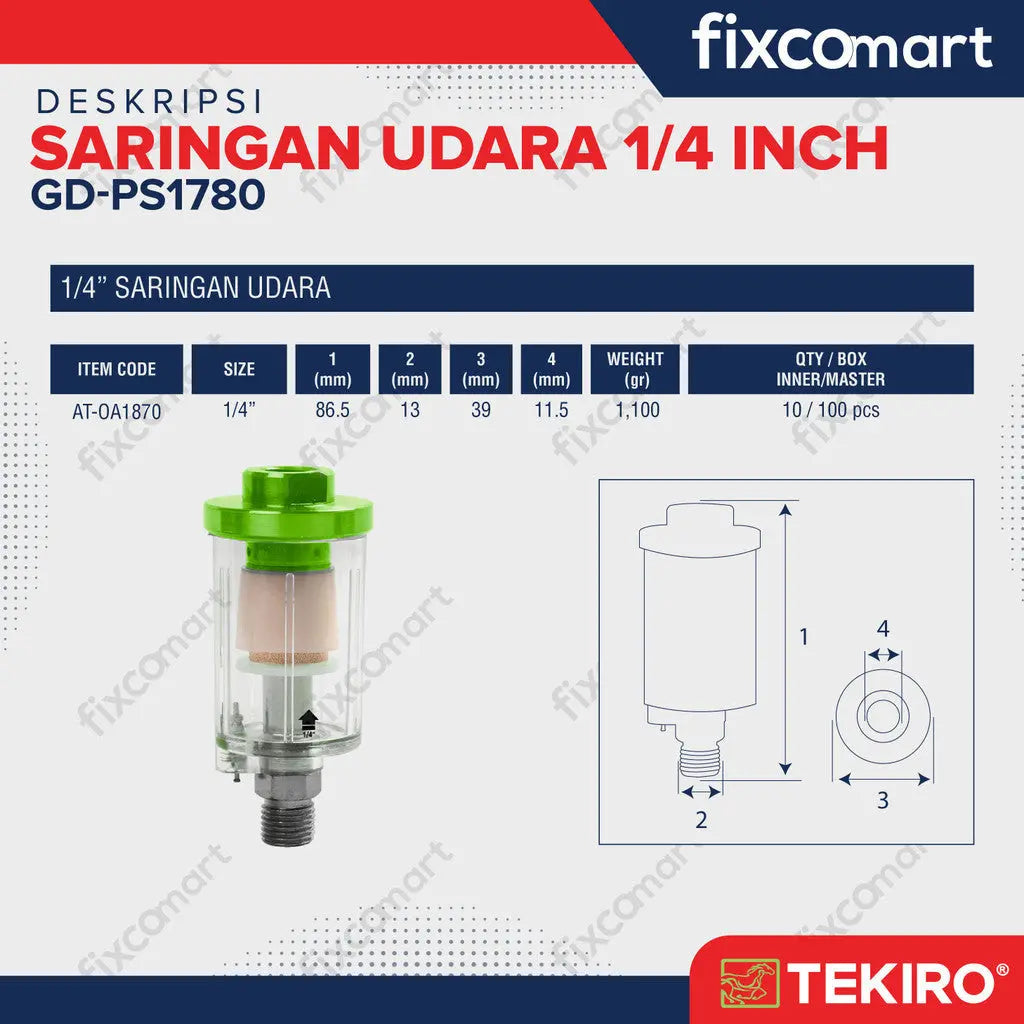 Tekiro SARINGAN UDARA 1/4" FIXCOMART