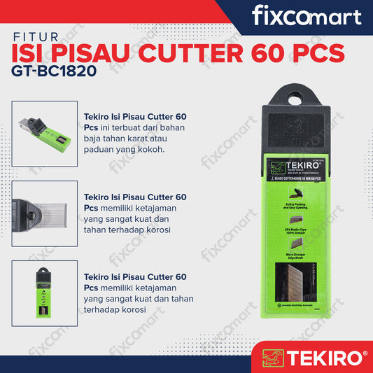 Tekiro ISI PISAU CUTTER 18 MM 60 PCs