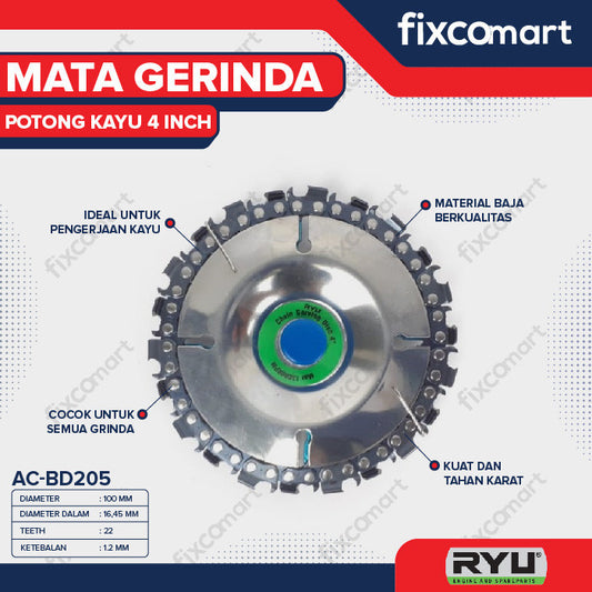 RYU CHAIN CARVING DISC 4 INCH - MATA GERINDA POTONG KAYU - PERKAKAS