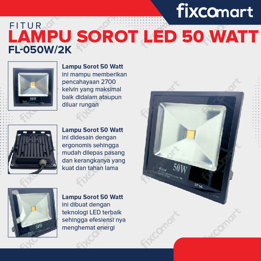 Lampu Sorot LED 50 Watt -  Flood Light Signboard Warm White 2700K