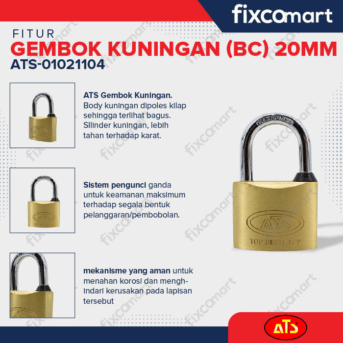GEMBOK KUNINGAN ATS 20 MM