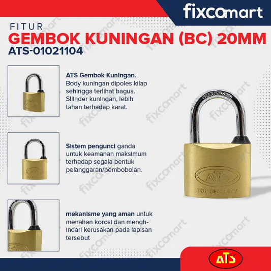 GEMBOK KUNINGAN ATS 20 MM FIXCOMART