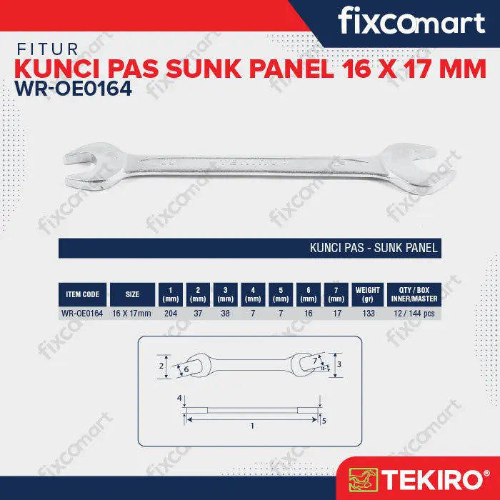 TEKIRO Kunci Pas 16 X 17 Mm Sunk Panel FIXCOMART