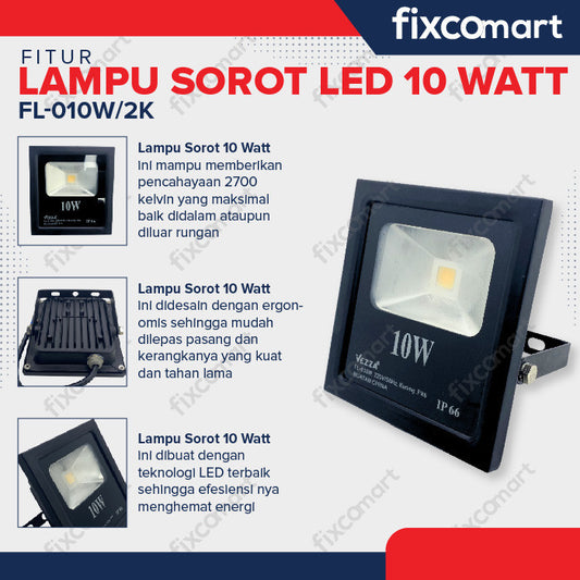 Lampu Sorot LED 10 Watt - Flood Light Signboard Warm White 2700K