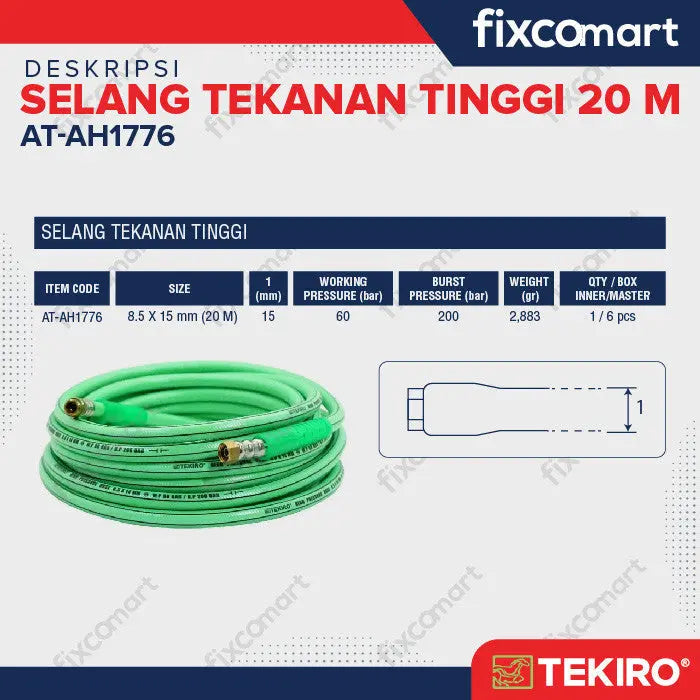 TEKIRO SELANG TEKANAN TINGGI 8.5 X 14 MM (20 M) / SELANG COMPRESSOR FIXCOMART