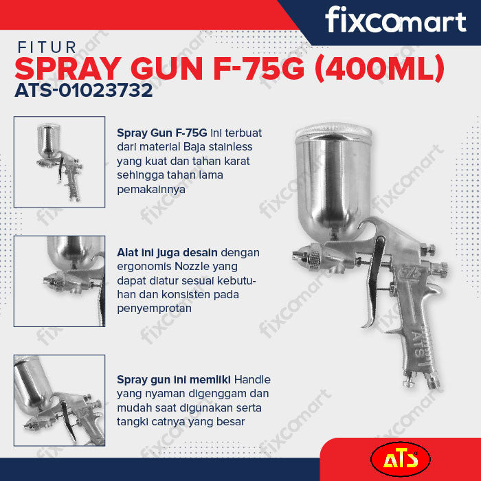 SPRAY GUN "ATS" TABUNG ATAS F-75G (400ML)