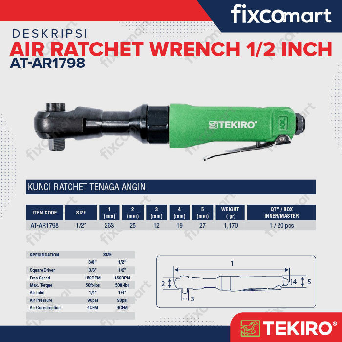 AIR RATCHET WRENCH 1/2" TEKIRO / KUNCI RATCHET TENAGA ANGIN