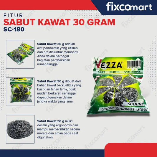 Vezza Sabut Kawat Stainless Sikat Cuci Piring Gosok Panci FIXCOMART