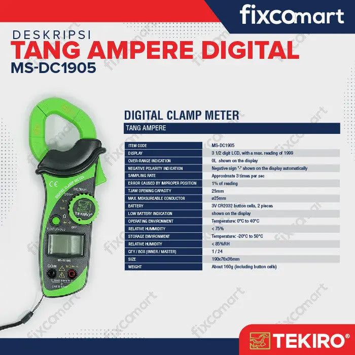 TEKIRO DIGITAL CLAMP METER / TANG AMPERE DIGITAL FIXCOMART