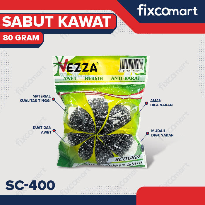 Vezza Sabut Kawat Stainless Sikat Cuci Piring Gosok Panci