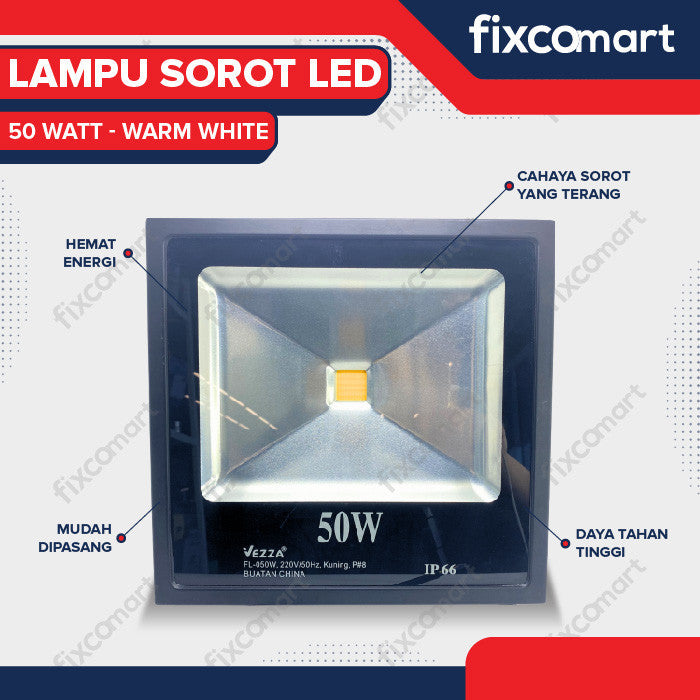 Lampu Sorot LED 50 Watt -  Flood Light Signboard Warm White 2700K