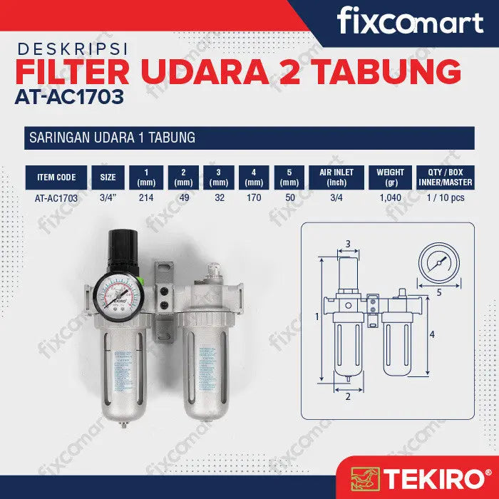 TEKIRO SARINGAN UDARA 2 TABUNG / AIR CONTROL UNIT FIXCOMART
