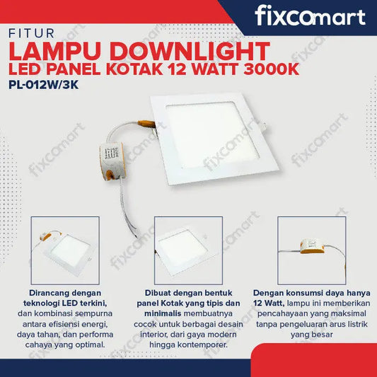 Lampu Downlight LED Panel Kotak 12 Watt FIXCOMART