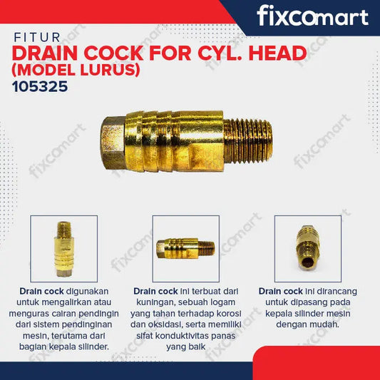 NP - DRAIN COCK FOR CYLINDER HEAD (MODEL LURUS) R175A / KRAN AIR FIXCOMART