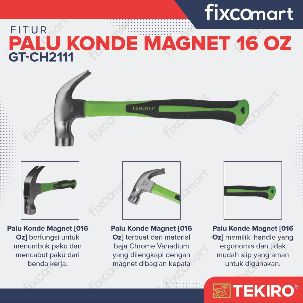TEKIRO CLAW HAMMER WITH MAGNET 16 OZ