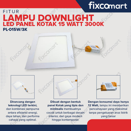 Lampu Downlight  LED Panel Kotak 15 Watt